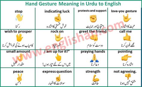 50 Hand Gesture Meaning with Picture in English to Urdu | Hand emoji ...