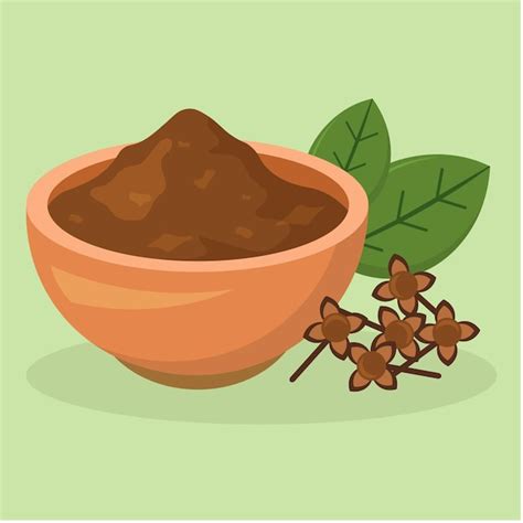 Premium Vector Free Vector A Bowl Of Ground Black Powder With Leaves