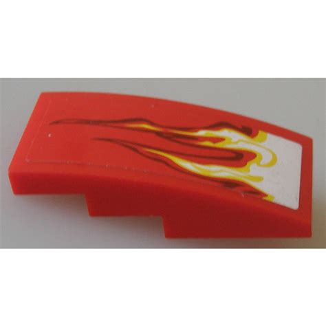 LEGO Red Slope 2 X 4 Curved With Two Flames Left Sticker 93606