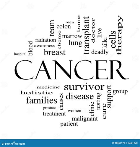 Cancer Word Cloud Concept In Black And White Royalty Free Stock Photos