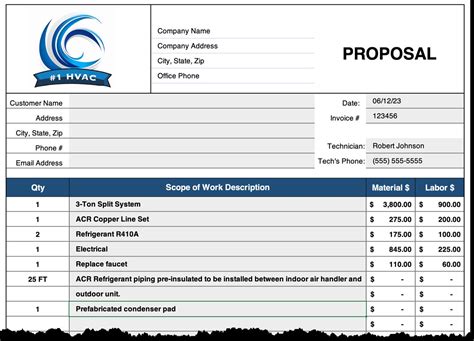 Hvac Estimate Proposal Template In Excel Hvac Contractor Quote Form Hvac Bid Form Air