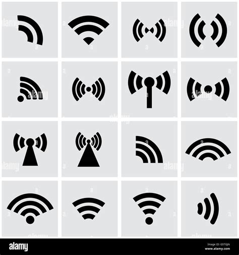 Vector Black Wireless Icons Set Stock Vector Image And Art Alamy