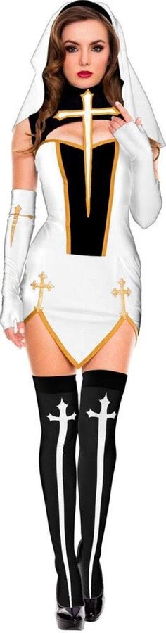 Khdfyer Sexy Lingerie Black White Sexy Nun Sister Costume Virgin Mary