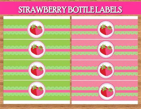 STRAWBERRY SHORTCAKE Bottle Labels Girls By KROWNKREATIONS Strawberry