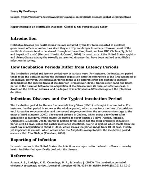 📗 Paper Example On Notifiable Diseases Global And Us Perspectives Free Essay Term Paper