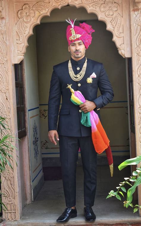 Black Jodhpuri Suit With Safa Rajputi Safa Black Jodhpuri Wedding