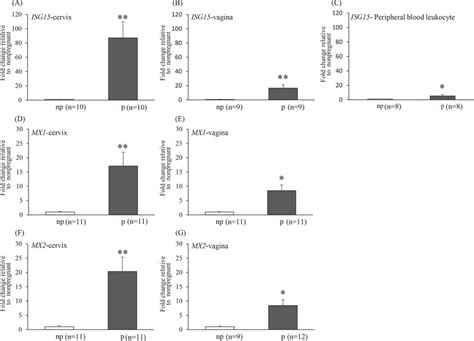 Relative MRNA Expression Levels Of ISG15 MX1 And MX2 In The Cervix