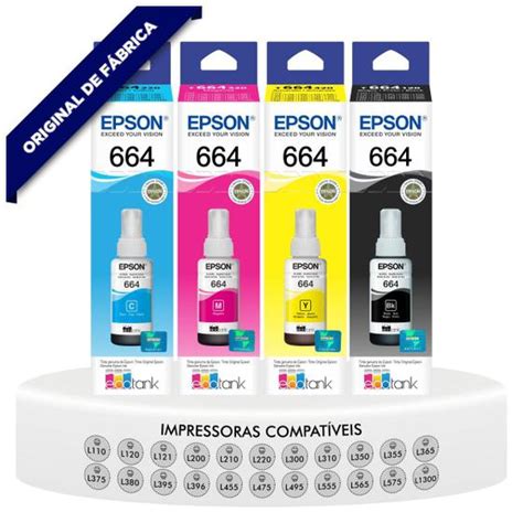 Kit Tinta Original Epson T Ecotank Compat Vel Impressora L L