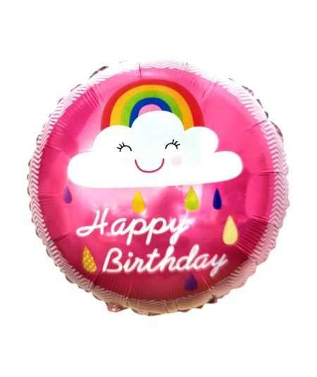 Palloncino Globo Happy Birthday Rosa Nuvola E Arcobaleno Cm