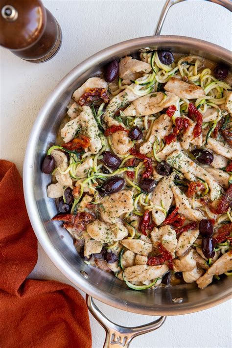 Creamy Mediterranean Chicken With Zucchini Noodles The Roasted Root