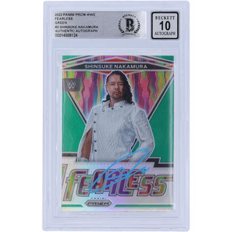 Shinsuke Nakamura WWE Autographed 2022 Panini Prizm Fearless Green 3