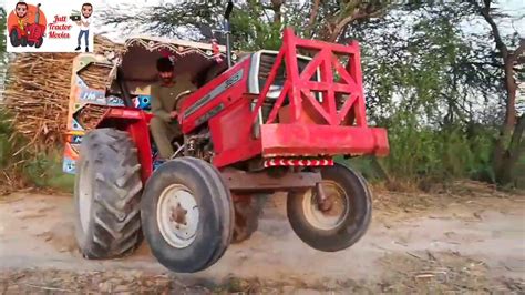 Tractor Stunt Mf 385 Tractor Pulling The Heavy Loaded Sugarcane Trolley