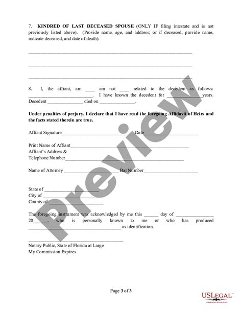 Florida Affidavit Of Heirs Us Legal Forms