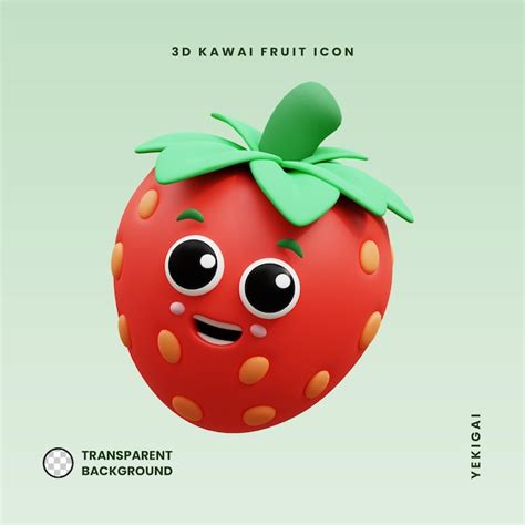 Premium Psd Premium Psd D Rendering On Kawaii Strawberry Fruit