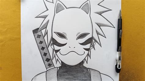 How To Draw Kakashi Hatake With Anbu Mask Step By From Naruto