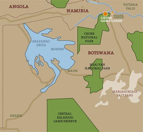 Botswana Map National Parks Map Of Botswana Map National Parks