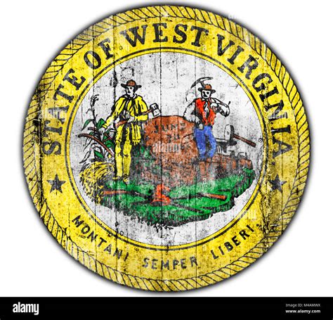 West Virginia Seal Us State Painted On Concrete Flag Stock Photo Alamy