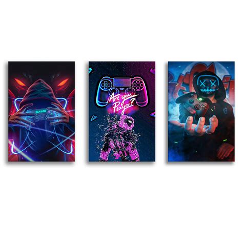 Game Handle Controller Pop Art Canvas Painting Set Of 3 Piece Canvas P Unixcanvas