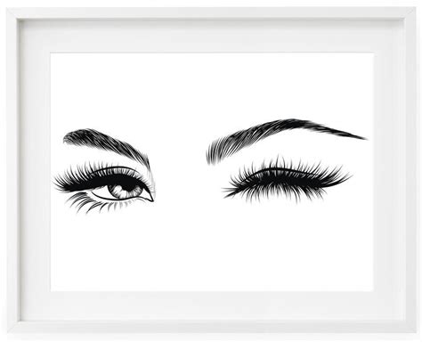 Winking Eyes Print Eyelash Decor Bedroom Wall Art Eye Wall Etsy Eyelashes Drawing Eyelash