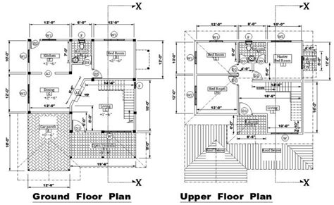 Ground And First Floor Plan Details With DWG File