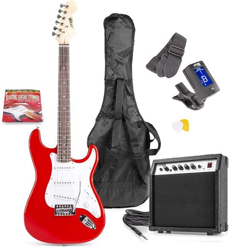 Max Gigkit Red Electric Guitar Starter Kit With 20w Amp Bag Strap