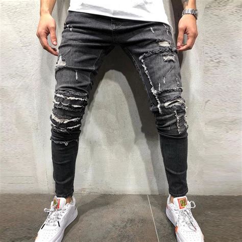 Buy Cysincos Streetwear Men S Ripped Skinny Distressed Destroyed Slim