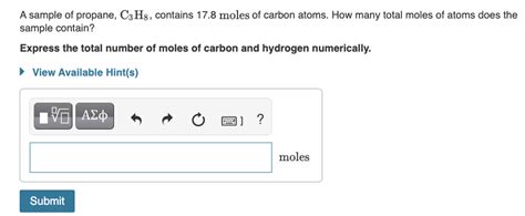 Solved A Sample Of Propane C Hg Contains Moles Of Chegg