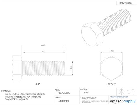 External Hex Drive Meets Asme B Sae J Grade Hex Head Plain