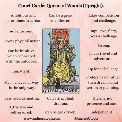 The Queen Of Wands In An Upright Position From The Suit Of Wands In