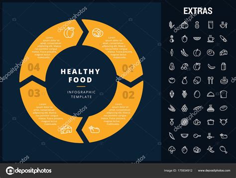 Healthy Food Infographic Template Elements Icons — Stock Vector