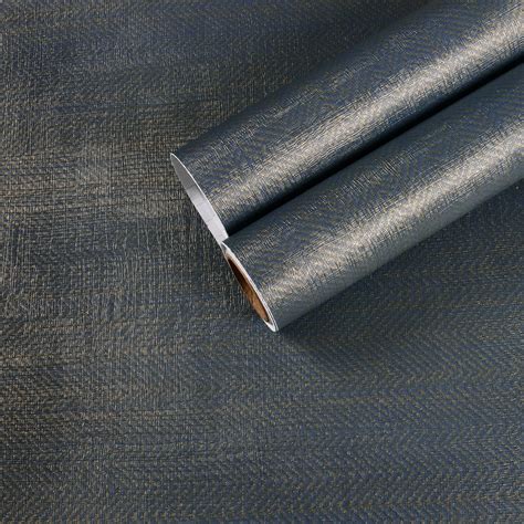 CHIHUT 17 7 X100 Blue And Gold Grasscloth Peel And Stick Wallpaper