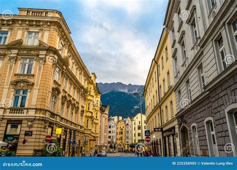 View Of Streets And Typical Tyrolean Architecture In Innsbruck Austria