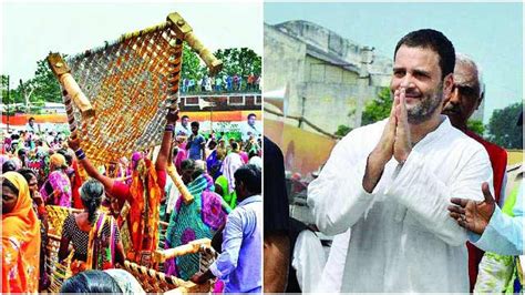 Farmers flee with cots from Rahul Gandhi's meeting