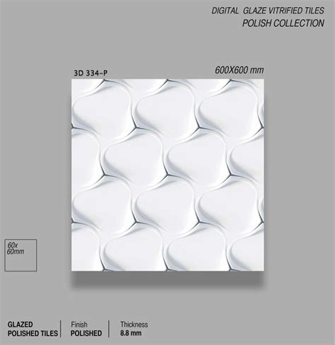 Glazed Vitrified Triangle Design Polished Verified Tiles 3D Size 2 X