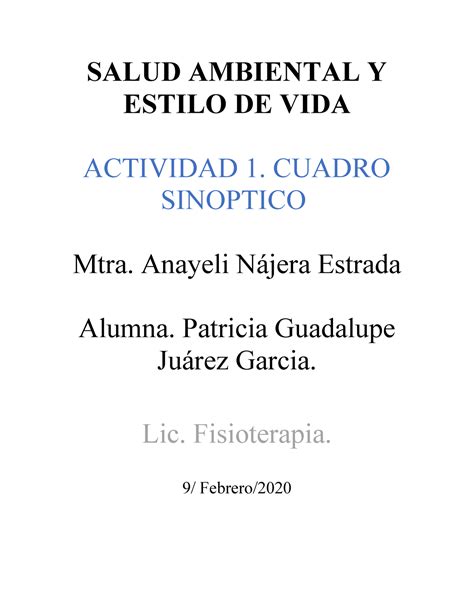 A1pgjg Tarea Uno De Salud Ambiental Y Estilo De Vida Salud Ambiental Y Estilo De Vida