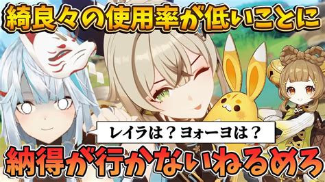 【原神】綺良々こんな強いのに使用率が低いことに納得いかないねるめろ氏【ねるめろ 切り抜き 雑談】 Youtube