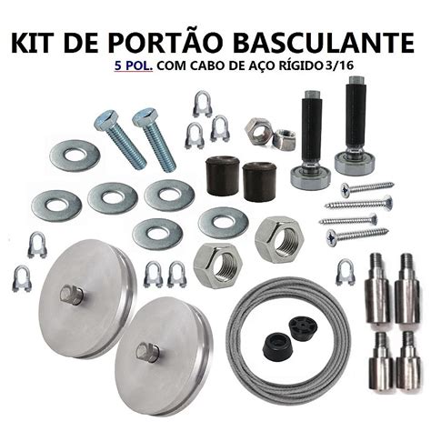 KIT DE PORTÃO BASCULANTE 5 POL CABO DE AÇO RÍGIDO 3 16 MEGAFER