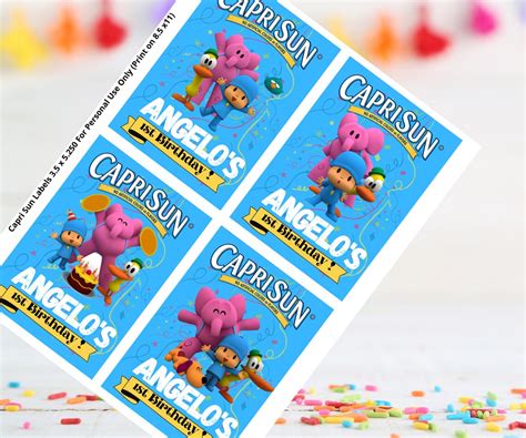 Pocoyo Capri Sun Labels Digital Labels Printable Pocoyo Juice Etsy