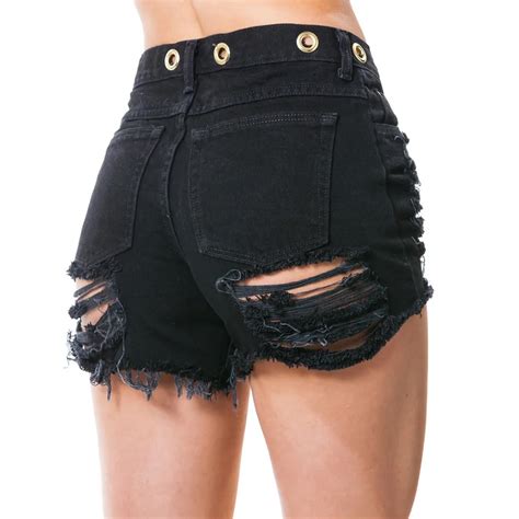 New Fashion Womens High Waisted Black Stretch Ripped Ladies Hole Denim