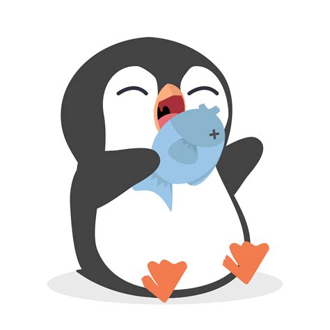 Cute penguin Eating Fish Vector 1886768 Vector Art at Vecteezy