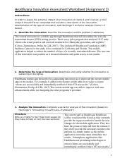 C A Healthvana Innovation Assessment Worksheet Sandrajuarez Docx