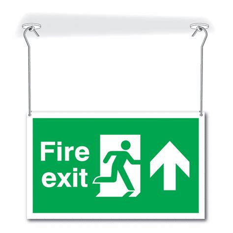 Fire Exit Man Up Arrow Double Sided Hanging Signs Seton