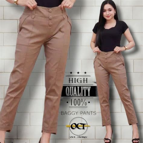 Jual Celana Wanita Kasual Baggypants Promo Bahan Twill Combed Stretch