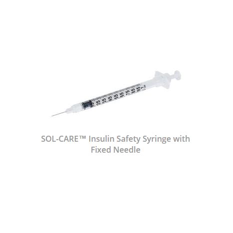 Sol Care Insulin Safety Syringe With Fixed Needle Ml Sol Millennium