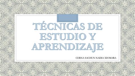 T Cnicas De Estudio Y Aprendizaje Ppt