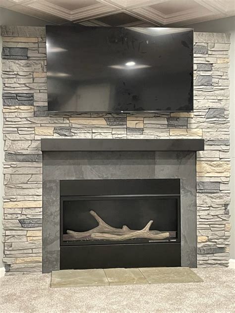 Gina's Faux Stone TV and Fireplace Wall - GenStone