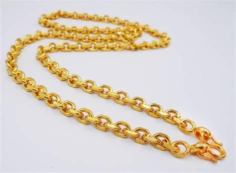 Necklace Gold Chain Link K K K Thai Baht Etsy Uk