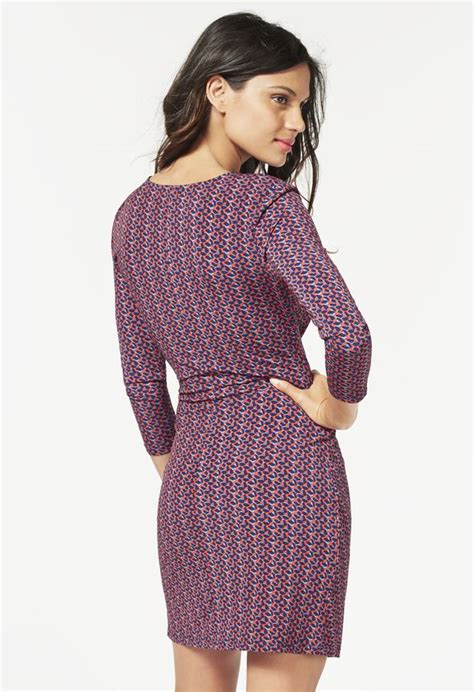 Zipper Front Wrap Dress in Red Multi - Get great deals at JustFab