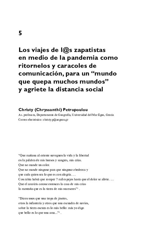 Pdf Los Viajes De Ls Zapatistas En Medio De La Pandemia Como