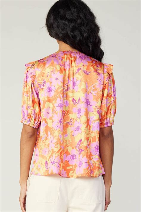 Claire Floral Print Split Neck Blouse Amber Marie And Company